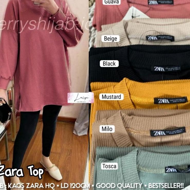 VUT.01Jl22ᶠ– zeba knitwear kaos oversize ori alfashion baju atasan wanita kekinian tunik kaos import