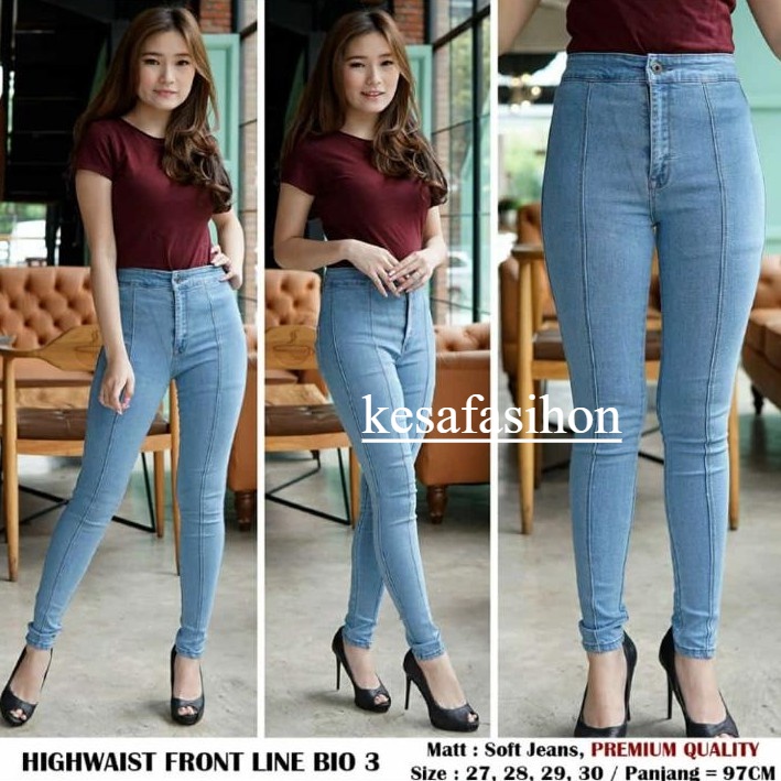 CELANA JEANS HIGH WAIST 27-34 // HIGHWAIST HW LIPAT TULANG TENGAH