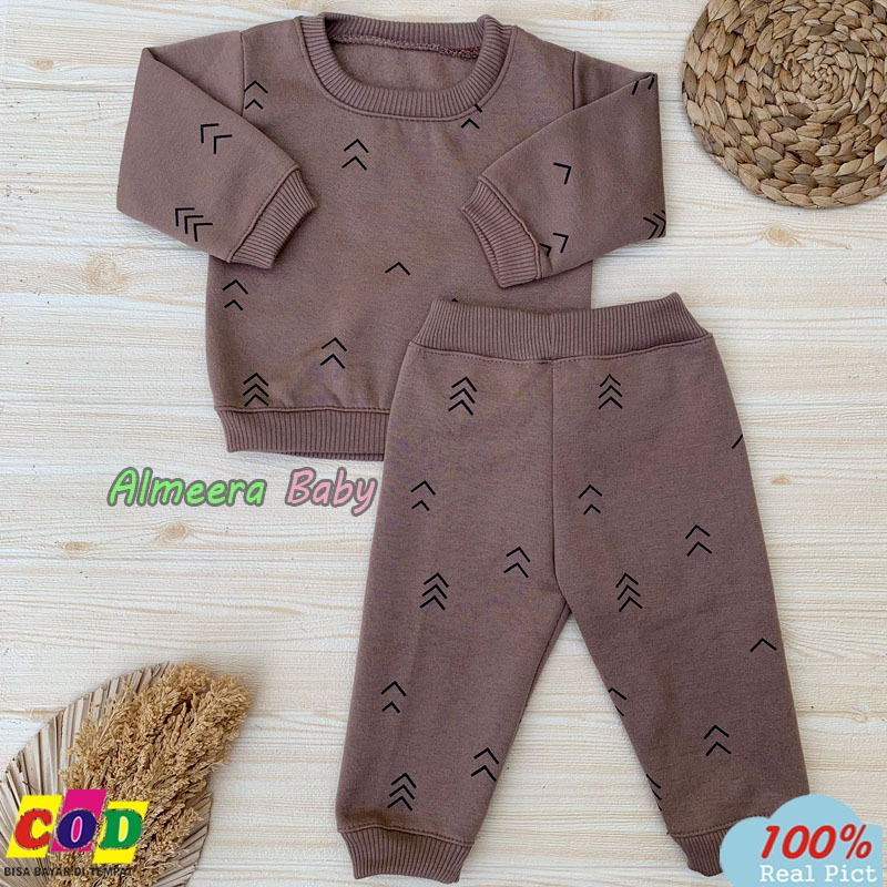 Setelan Sweater Sweater Crewneck Celana Jogger Usia 3-12 Bulan Almeera Baby and Kids