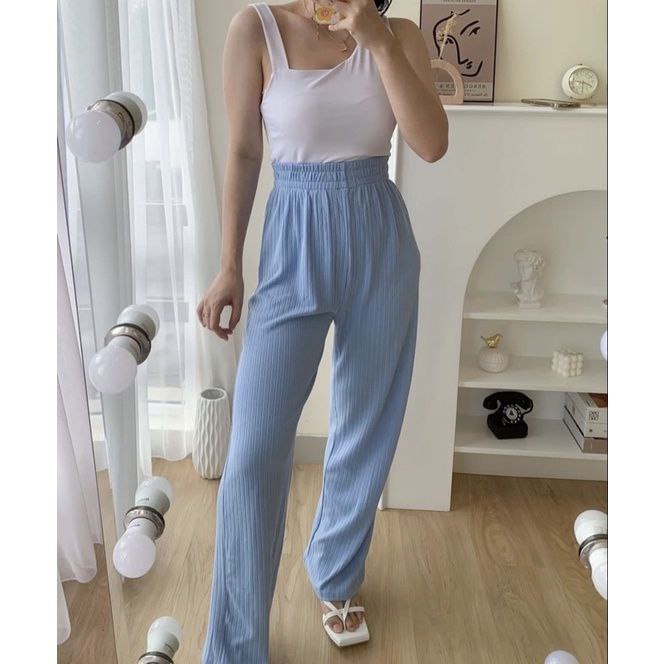 Celana Murah Berkualitas Kulot Knit Premium - Long Cullote Meera Pants - Korean Loose Pants Trousers Wanita - Loungewear - Celana