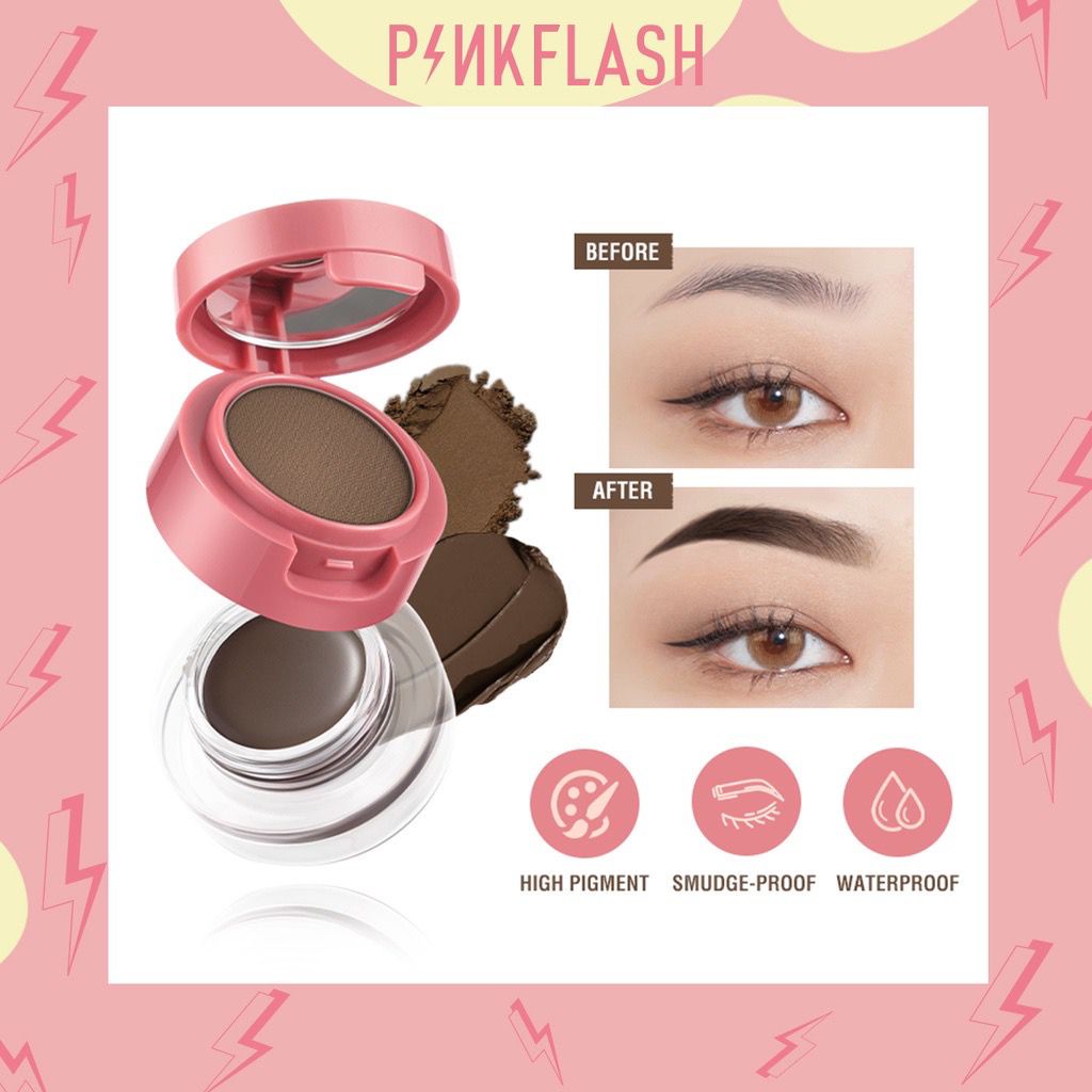 PINKFLASH 2-in-1 Eyebrow Cream &amp; Powder Gel pomade Eyeliner Waterproof smudge-proof high pigment lasting Multi-uses PFE22 Krim Alis Eye brow