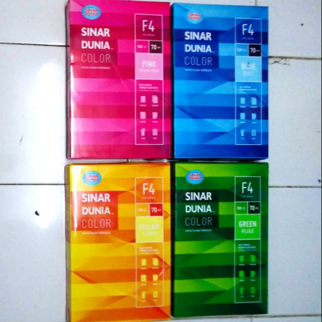 

Kertas HVS F4 70 gram SINAR DUNIA WARNA COLOR SIDU 1 rim 500 lembar Folio