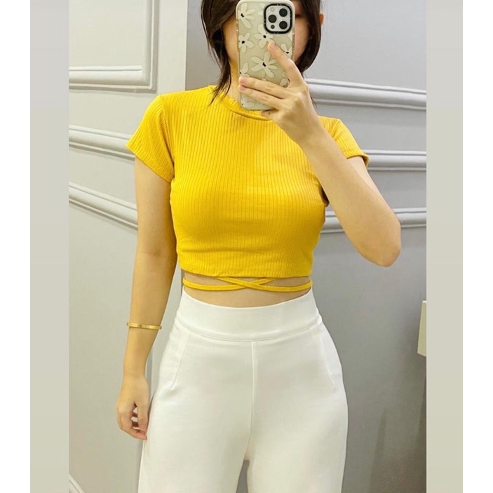 Rope hailey crop top / crop top basic / korean crop top tali / top tali