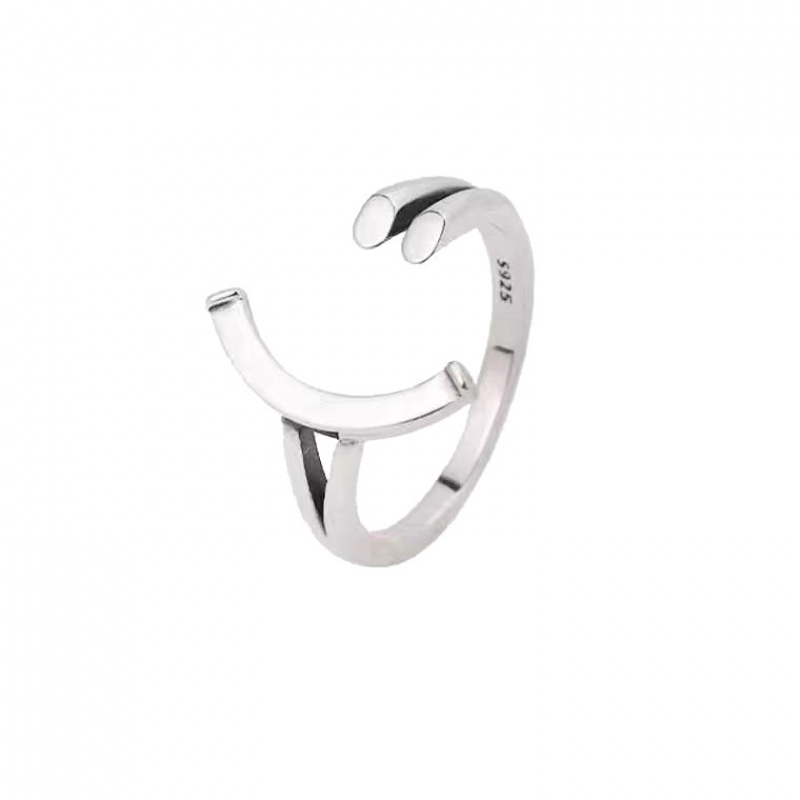 Cincin Desain Geometri Smiley Hollow Gaya Simple Untuk Wanita