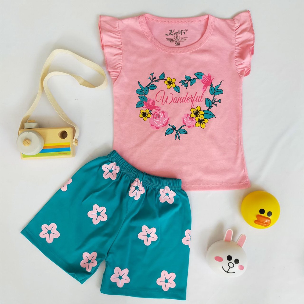 SETELAN ANAK PEREMPUAN STELAN ANAK PEREMPUAN SETELAN BAJU PEREMPUAN SETELAN ANAK CEWEK RUFLE KELFI-5