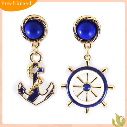 [Fresh] Anting Panjang Bahan Alloy Warna Biru Navy Elegan untuk Wanita