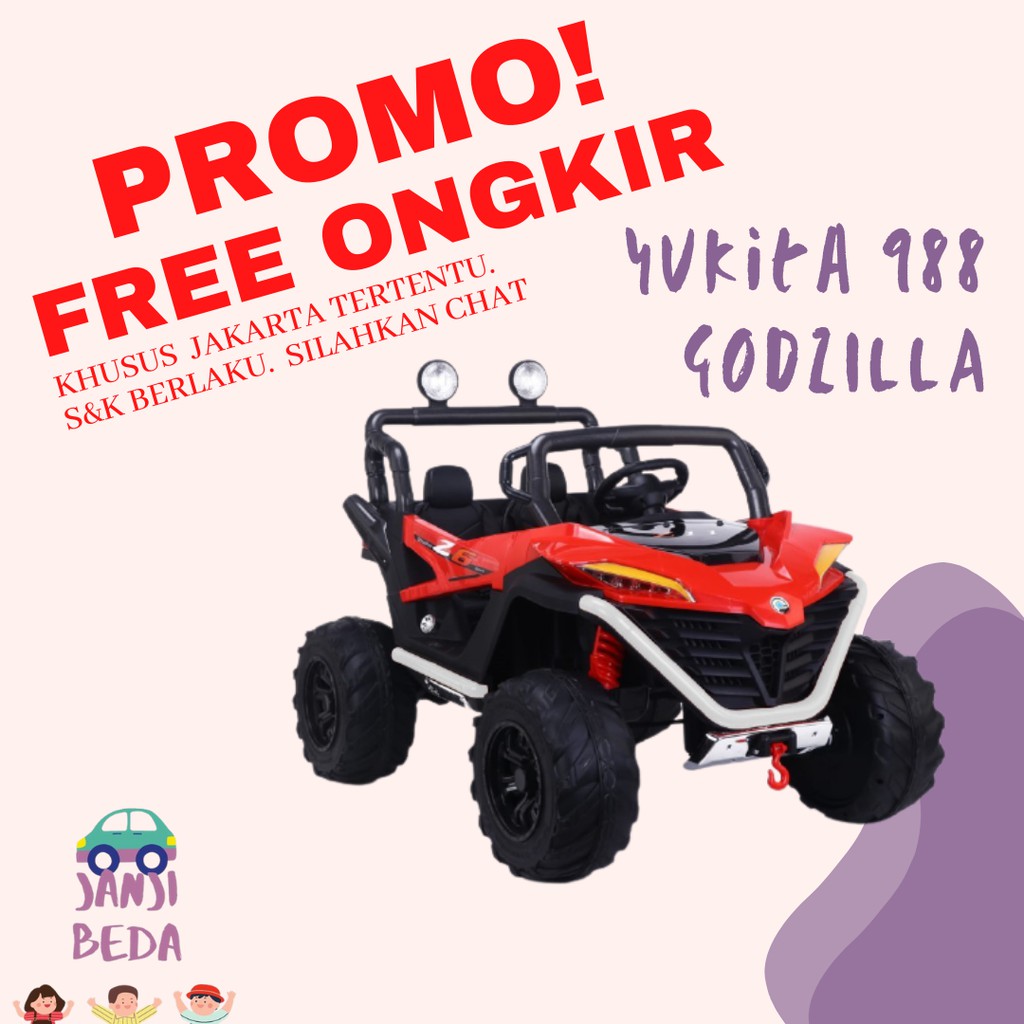 Yukita 988 Godzilla - Mainan Anak Maenan Mobil mobilan Aki Merah Biru Grey Big Size
