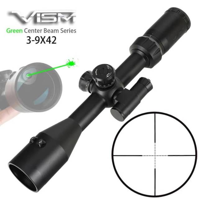 Telescope teleskop Vism 3-9x42 E Integrasi Laser Hijau Mildot Green Center Beam Series