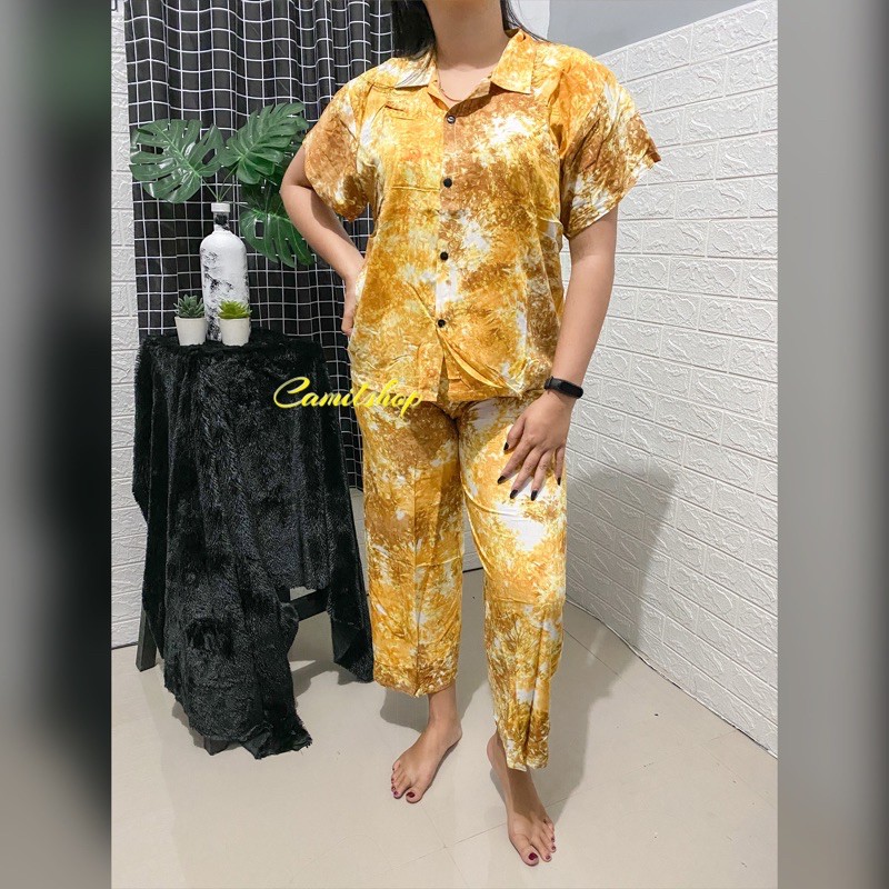 One Set Piyama Tie Dye | Setelan Kemeja Tie Dye | Setelan Kerah Tie Dye