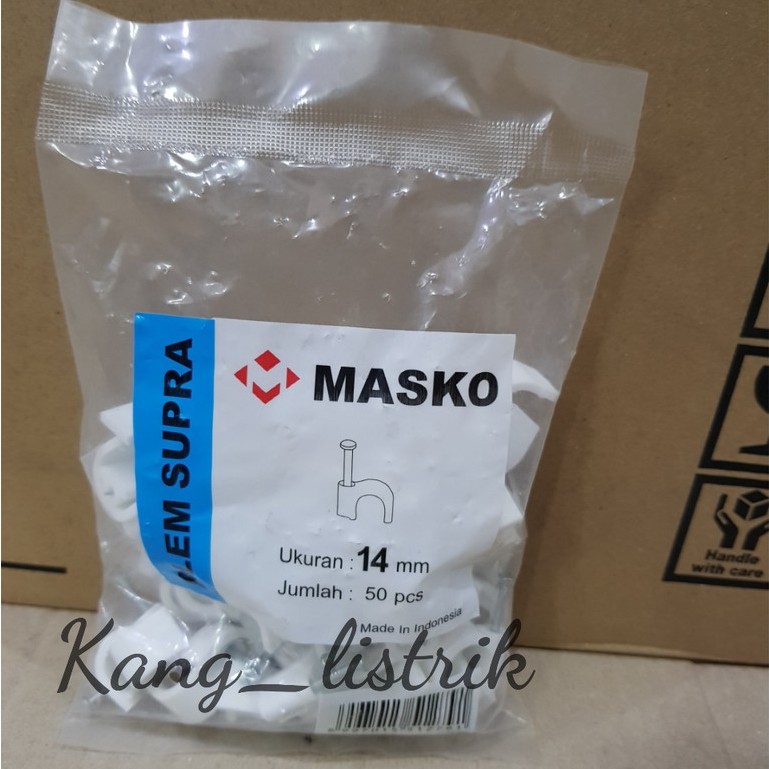 KLEM KABEL PAKU BETON NO 14 MM ( 50 PCS ) MASKO / CABLE CLIP LISTRIK