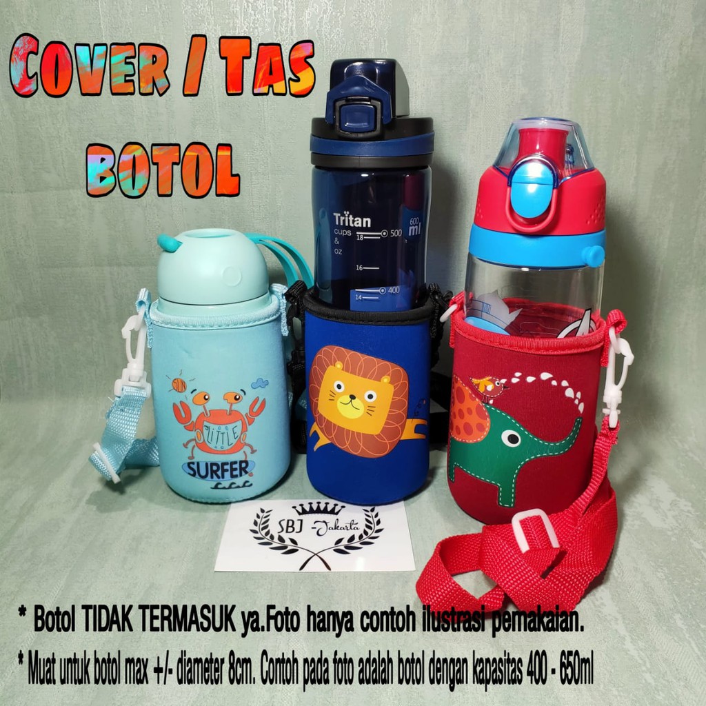 Cover botol / tas botol / Tas untuk Termos Botol Minum Elastis dengan Tali Strap Ukuran kecil