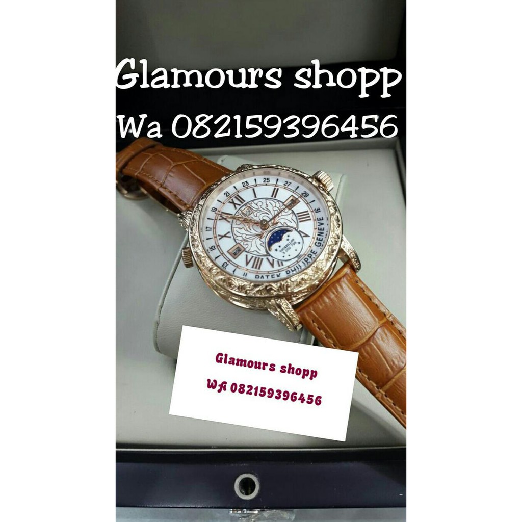 Super Sale JAM TANGAN COWOK PRIA PATEK PHILIPPE SKYMOON ROSEGOLD SUPER AAA - Putih Ready Stock