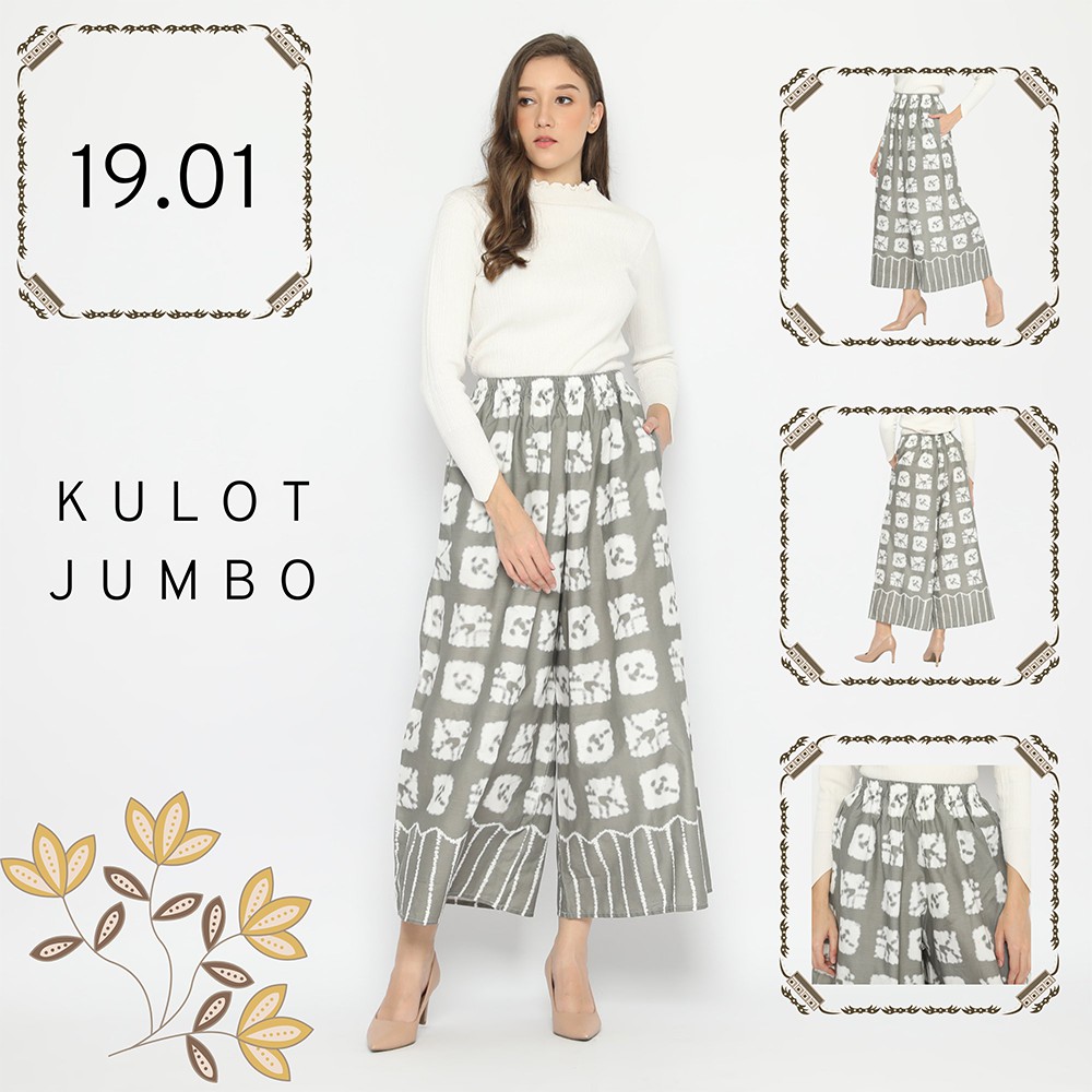 celana kulot jumbo batik bahan katun halus tebal