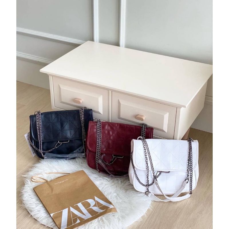TAS SELEMPANG ZR- TAS WANITA BRANDED- ORIGINAL- TALI RANTAI- ROCKER POLOS