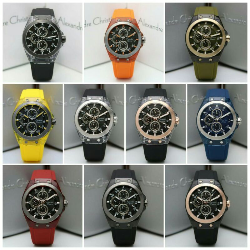 JAM TANGAN PRIA ALEXANDRE CHRISTIE AC 6546 AC6546 RUBBER ORIGINAL GARANI 1 TAHUN