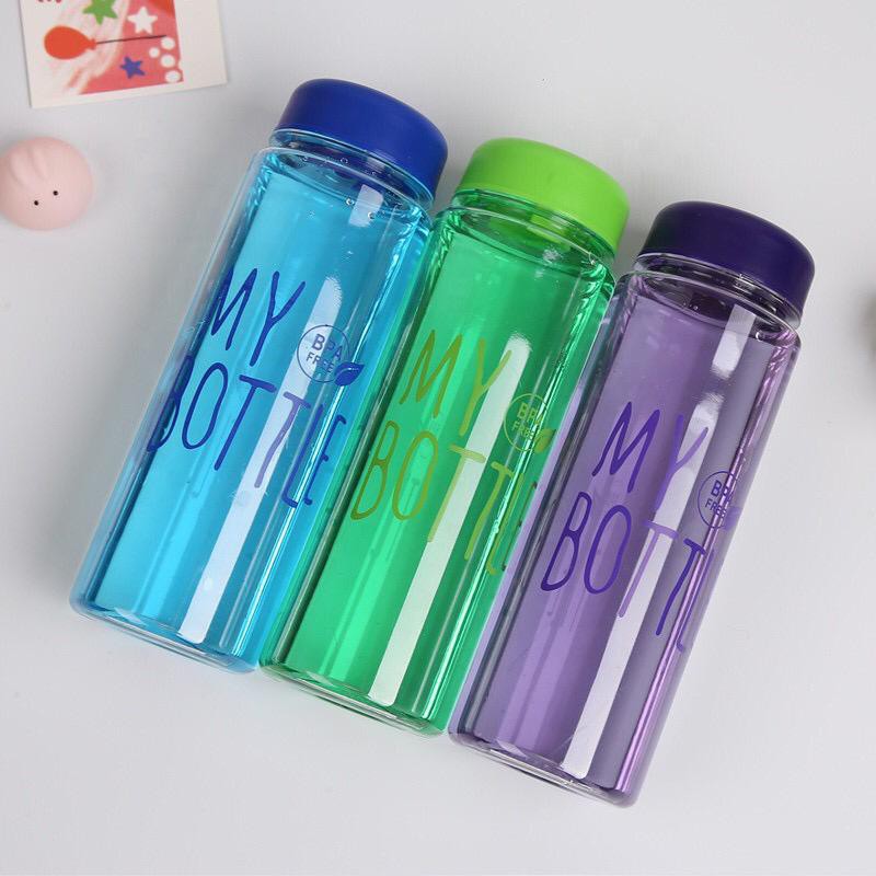 BOTOL MINUM MY BOTTLE WARNA BPA FREE BULAT 500ML ANTI PECAH + SARUNG PUTIH