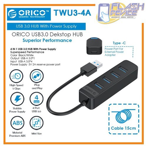 Jual USB HUB 4 Port ORICO TWU3-4A USB 3.0 High Speed Multi-USB Extender ...