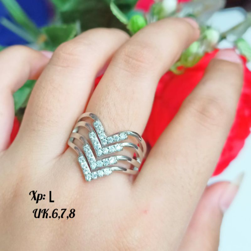 Cincin Dewasa permata Gold&amp;Silver perhiasan emas Korea, unik dan tidak karat *COD*