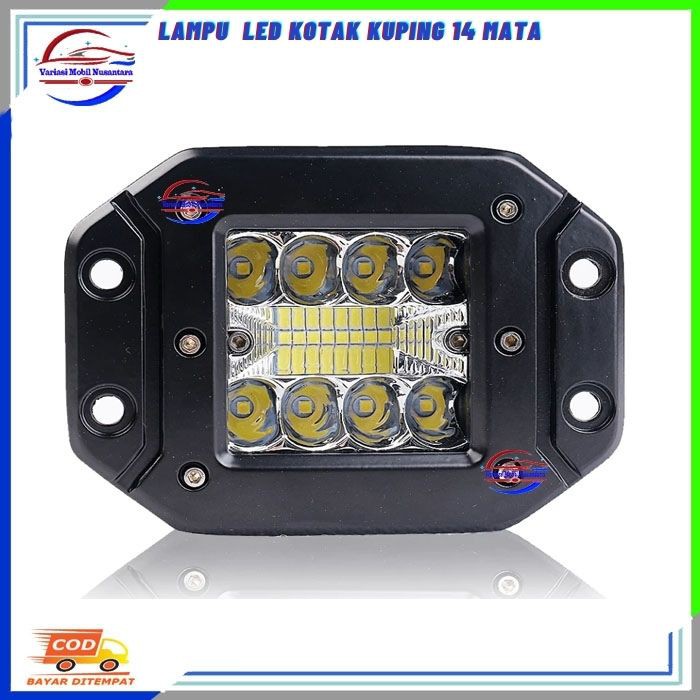 Lampu Variasi Led Sorot Kabut Depan Kotak Kuping 14 Mata Variasi Mobil Universal 12 Volt
