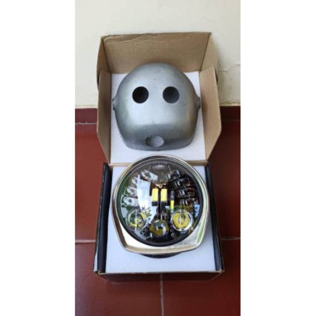 Lampu daymaker 16 LED 5,75 inch set batok Van Van mentah lampu daymaker 16 LED