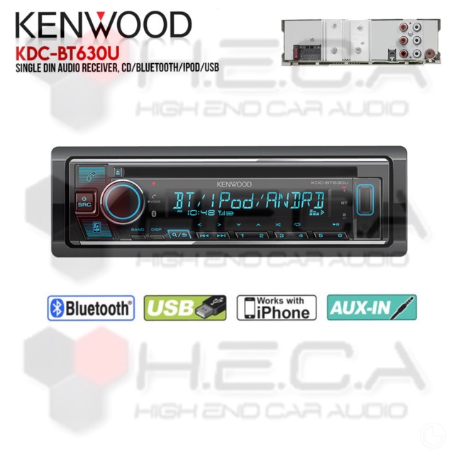 Kenwood KDC-BT630U Single Din Head Unit Tape Audio Mobil CD Receiver BLUETOOTH