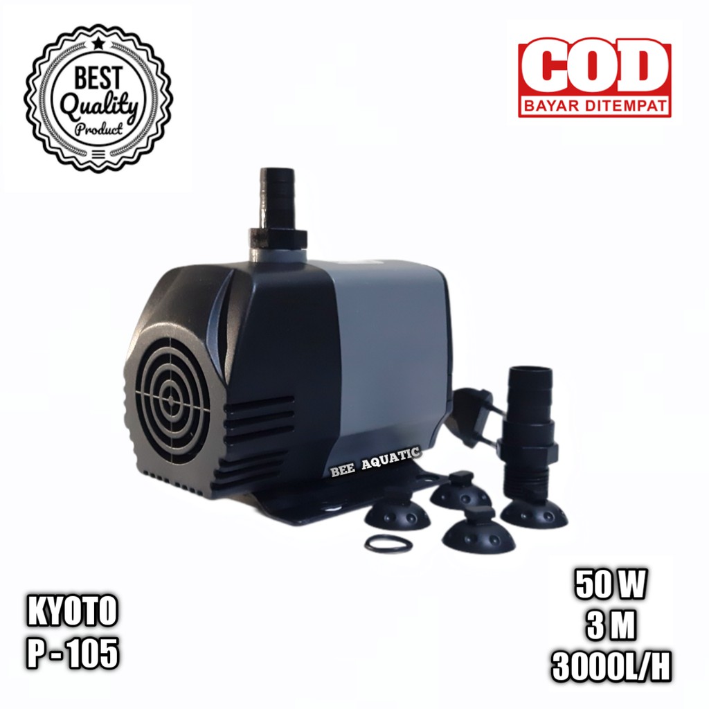 Pompa Air Celup Aquarium Kolam Kyoto P- 105 Tenaga Besar 3000L/JAM - Powerhead - Pompa Celup - Kolam