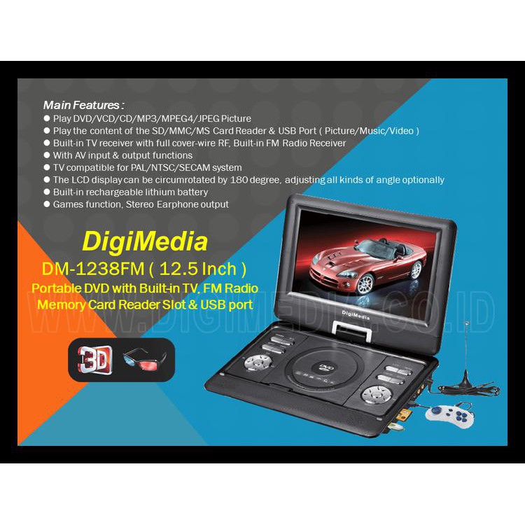 Cuci Gudang Portable Dvd Dan Tv Digimedia 12.5Inch Dm 1388 Fm Dm1388 Fm Promo Murah