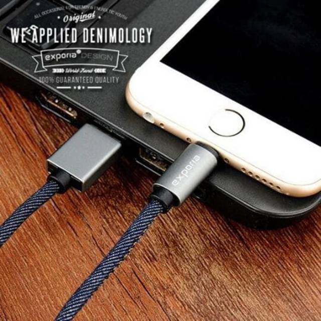 exporia design denim kabel cable quick charger usb type C Iphone ipad lightning micro usb android