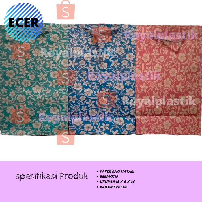 

Paper Bag Tas Kertas Merk Hatari Bermotif Ukuran 15 x 8 x 25 Tas Hajatan Tas Jajan Terjangkau