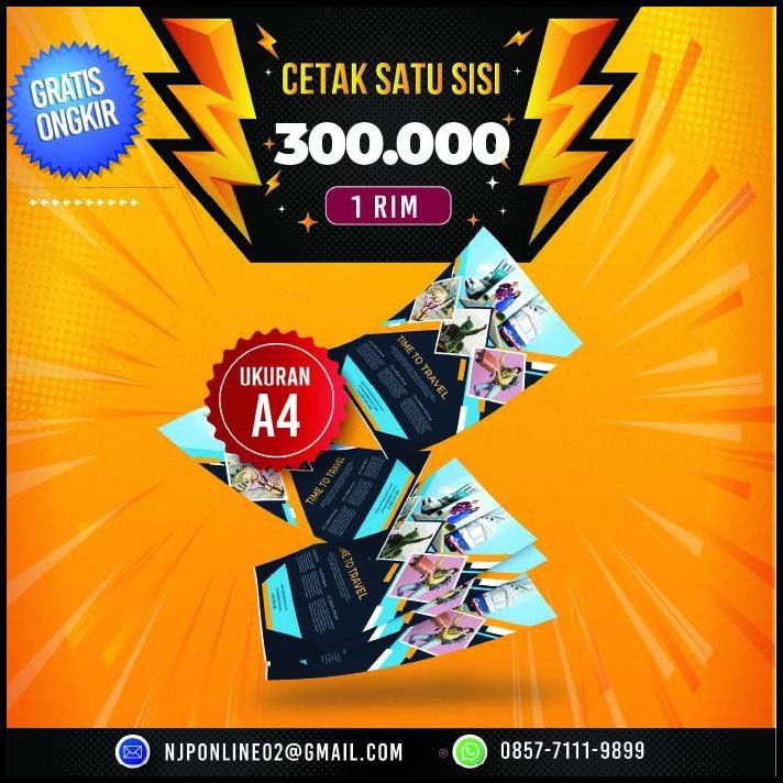 

Cetak Brosur A4 (1Sisi ) 60 Rim Hvs 80 Gr
