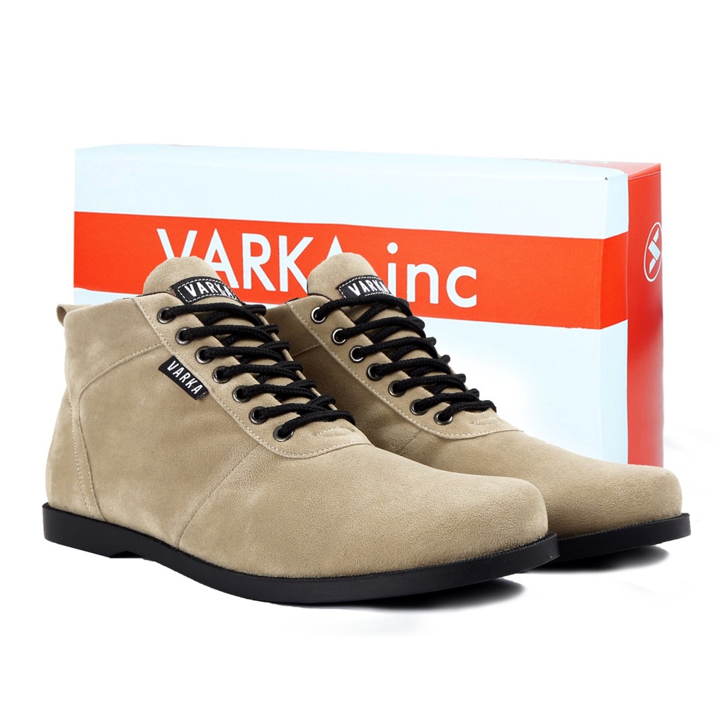 Sepatu Casual Pria Terbaru V 4288 Brand Varka Sepatu Boots Semi Formal Kerja Kantor Kuliah Hangout Murah Berkualitas Warna Krem