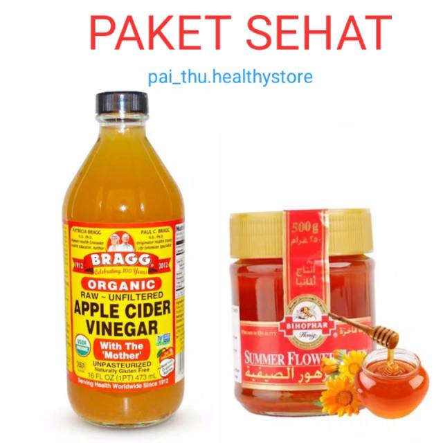 

Paket sehat bragg acv 473ml + madu sunflower 500gram