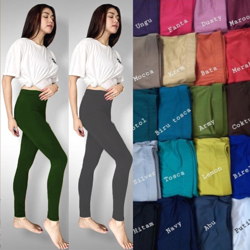 Celana Legging Panjang Jumbo XL - 3XL Jersey Tebal Leging Senam Dalaman Wanita Muslimah Lejing Polos