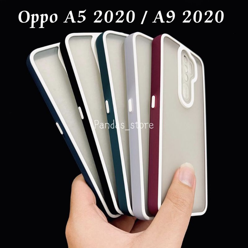 Pro Hybird Oppo A5 2020 / A9 2020 Softcase Halus dan Elegan / Pinggiran Garis Putih Keren (Pandas)