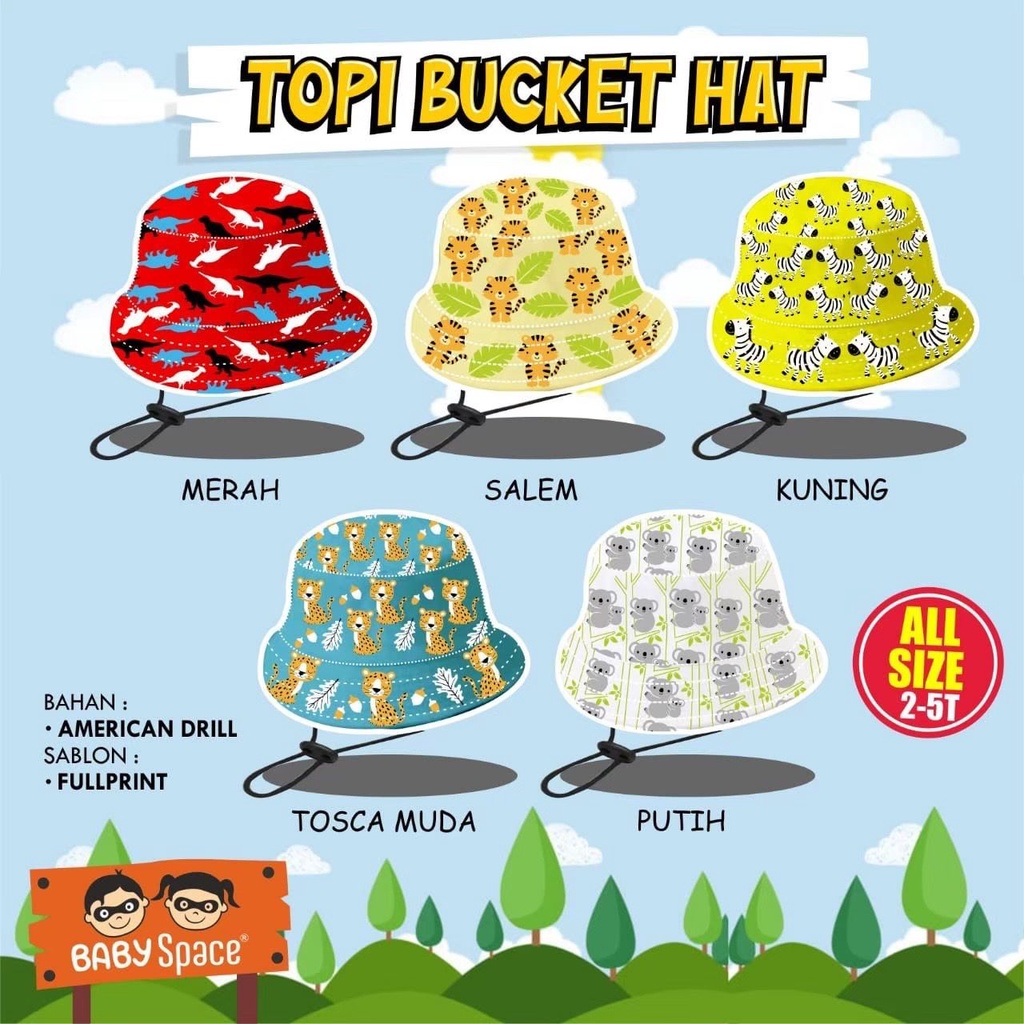 Topi bucket / bucket hat / bucket hat anak dino / bucket hats