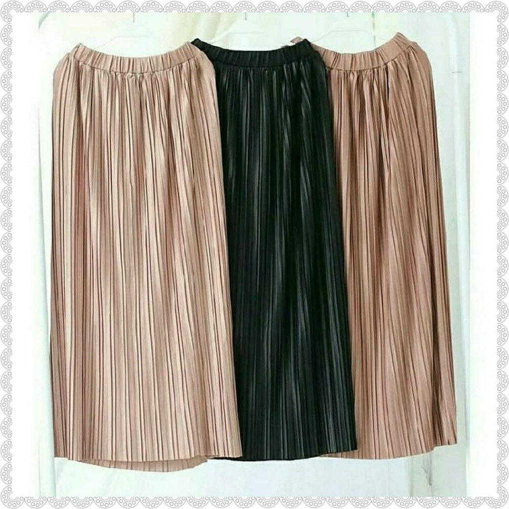 ROK PLISKET  POLOS REMPEL MUSLIMAH SKIRT ABG FLARE SKIRT MURAH PRISKET PLEATED SALE MAYUNG