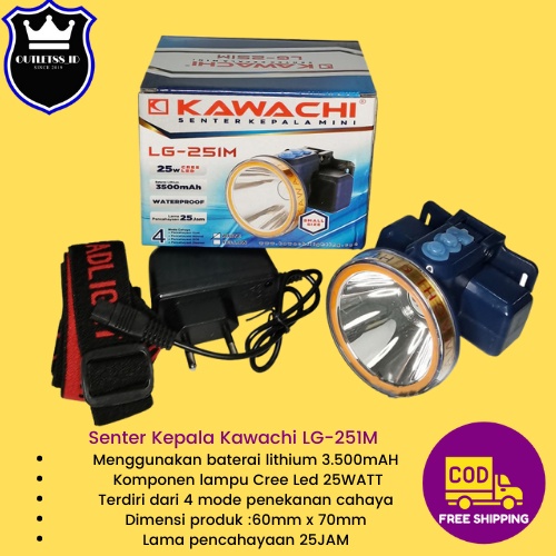 Senter Kepala Kawachi LG-251M 25 Watt | Headlamp Outdoor | Senter Led Super Terang  Lampu Senter 25W