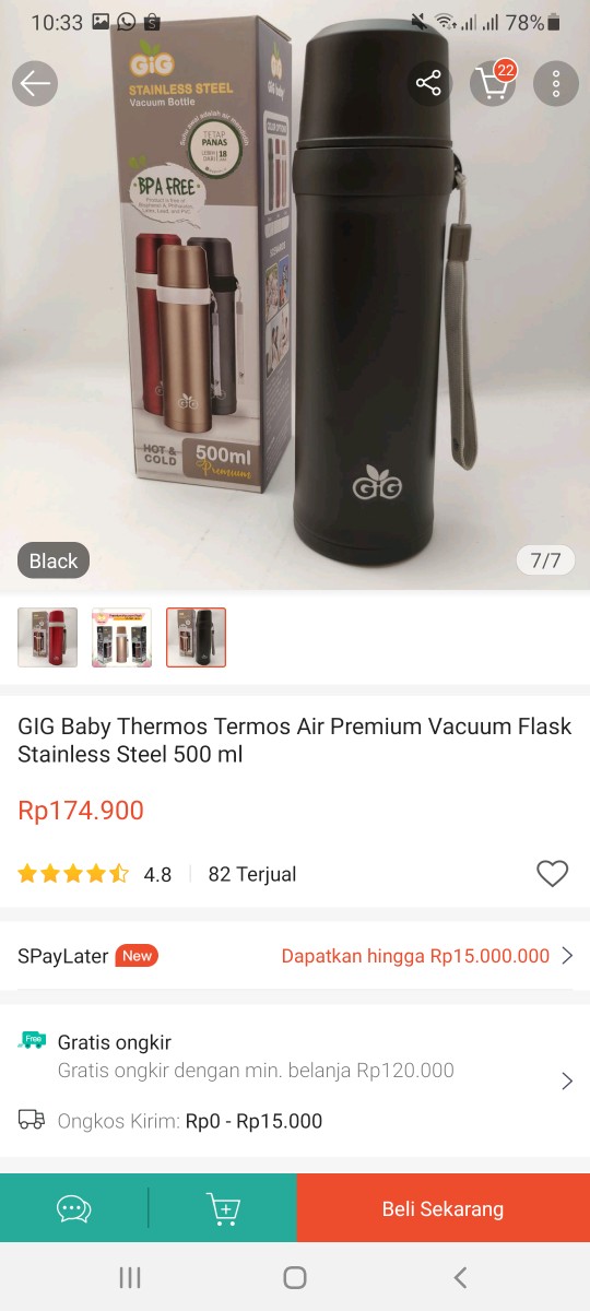 Gig Baby Thermos Termos Air Premium Vacuum Flask Stainless Steel 500 Ml