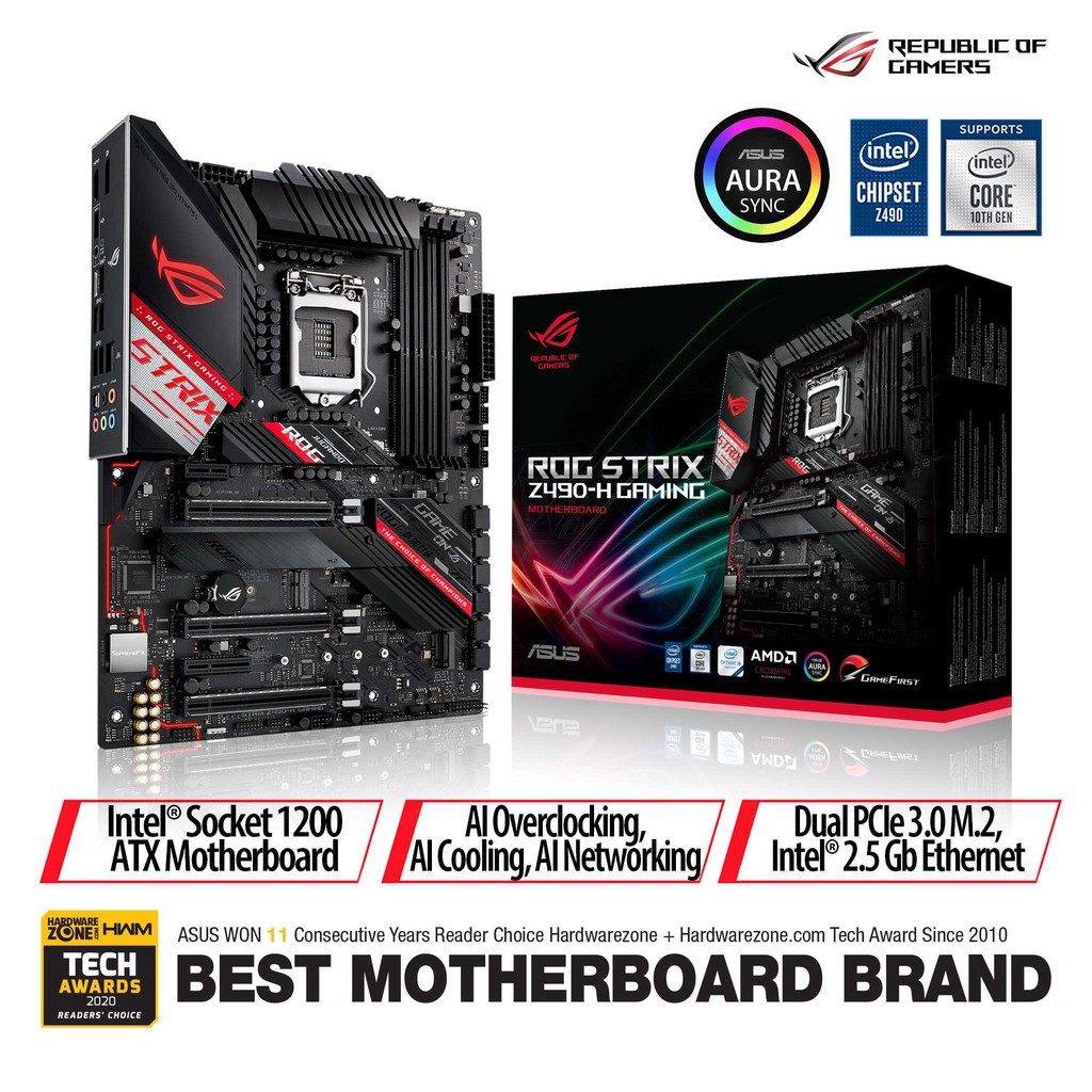 Asus ROG Strix Z490-H Gaming LGA1200 ATX DDR4 Motherboard Intel