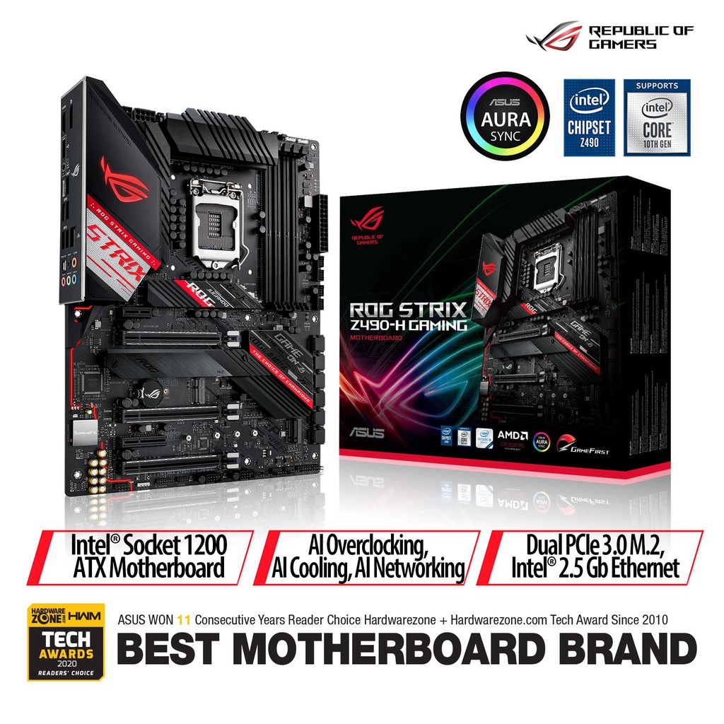 Asus ROG Strix Z490-H Gaming LGA1200 ATX DDR4 Motherboard Intel