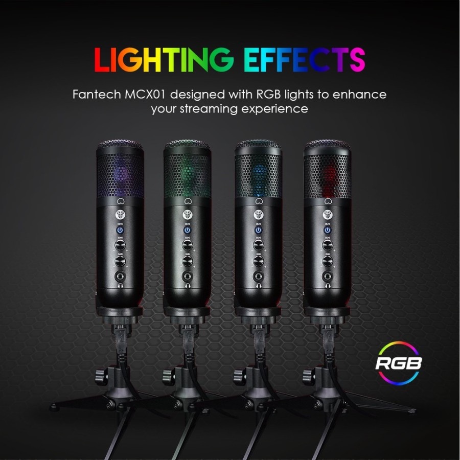 Mic Fantech Leviosa MCX01 Microphone RGB Condenser USB Lighting Effect