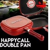 Double pan Happycall/Panggangan teflon dua sisi/Pemanggang + Penggorengan Serbaguna Anti Lengket/ GR