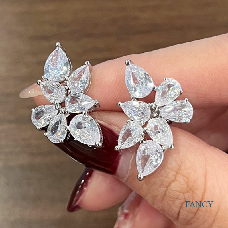 Anting Stud Cubic Zircon Untuk Aksesoris Perhiasan Wanita