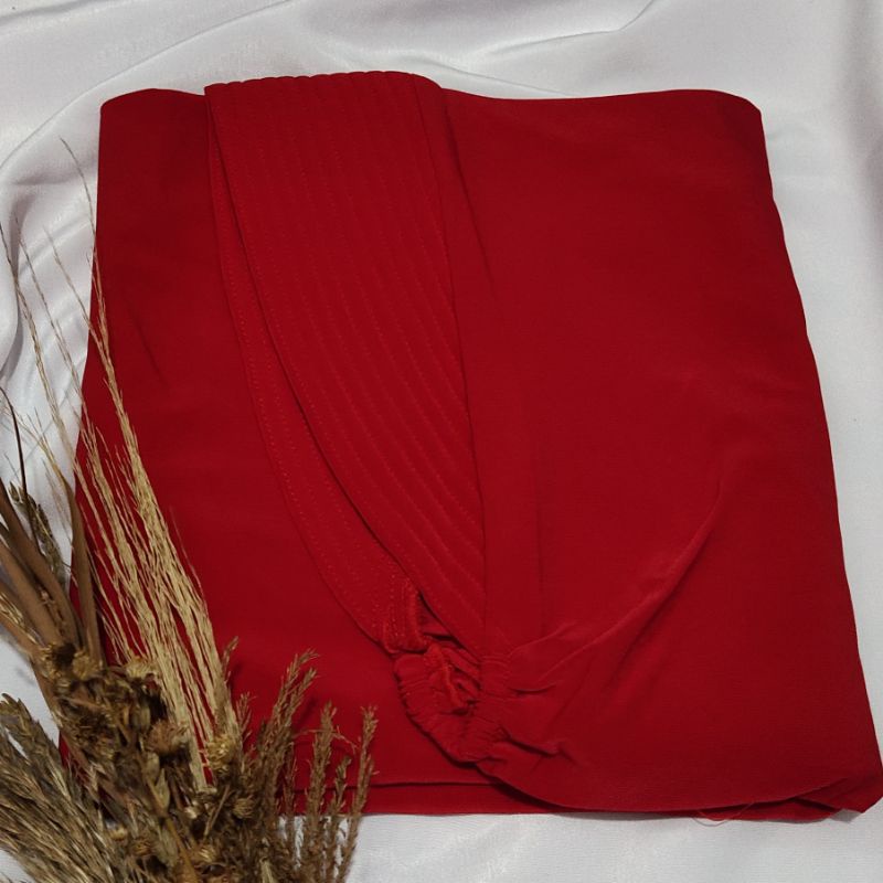 Jilbab Instan Jersey korea hijab jersey karet dagu By Miftah Collection Part 1-Merah cabe