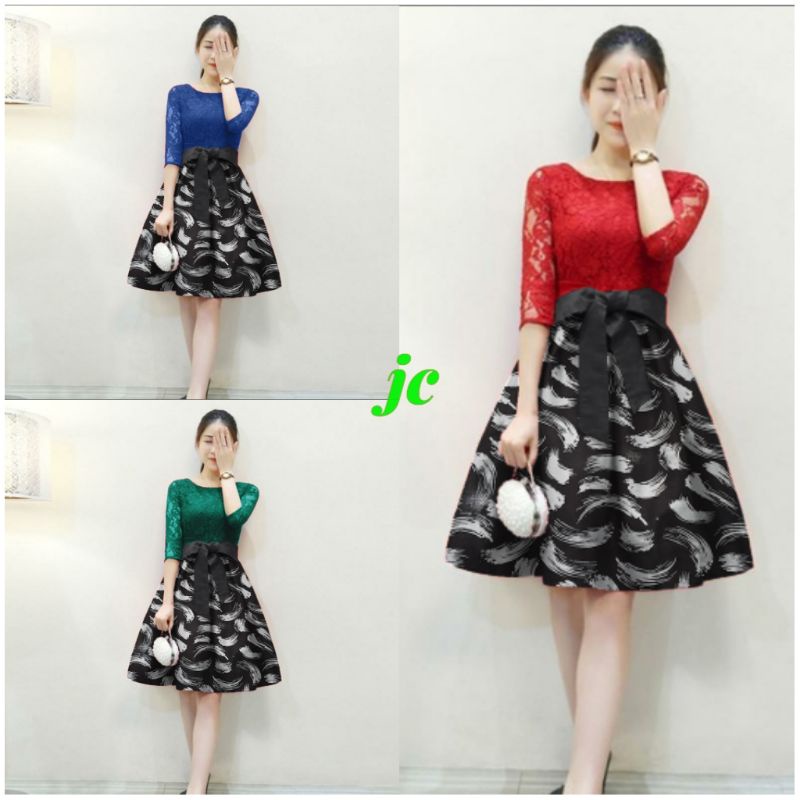 JCTK - Dress Dali Abstrak / Dress Wanita Model Terbaru / Dress Wanita Korean Style