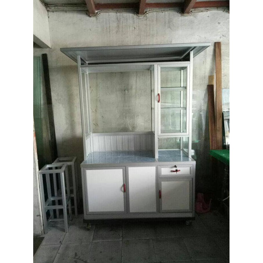 gerobak alumunium, gerobak minimalis, gerobak serbaguna, etalase