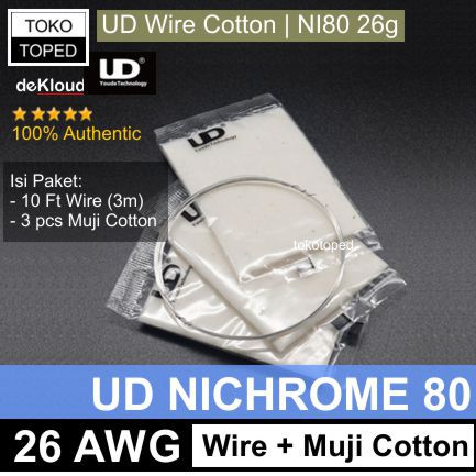 UD NI80 Wire + Cotton 26 AWG | Authentic Bundled Pack kawat untuk coil