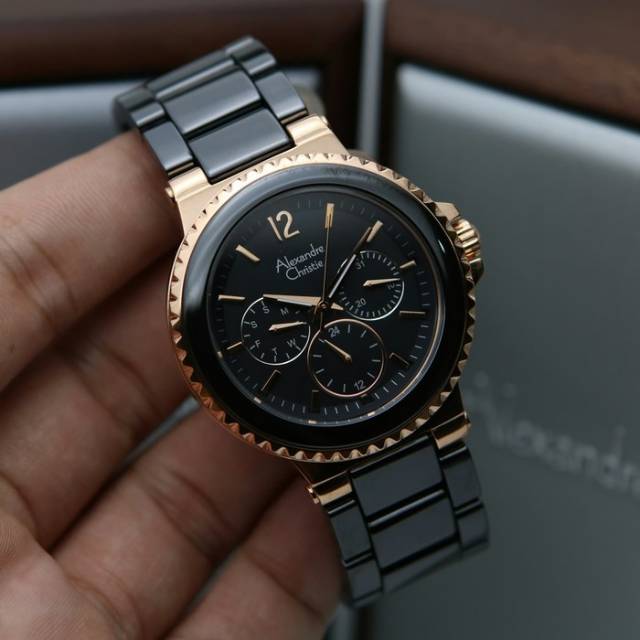 Jam Tangan Alexandre Christie AC 2337 tali Keramik Wanita / Cewek Original