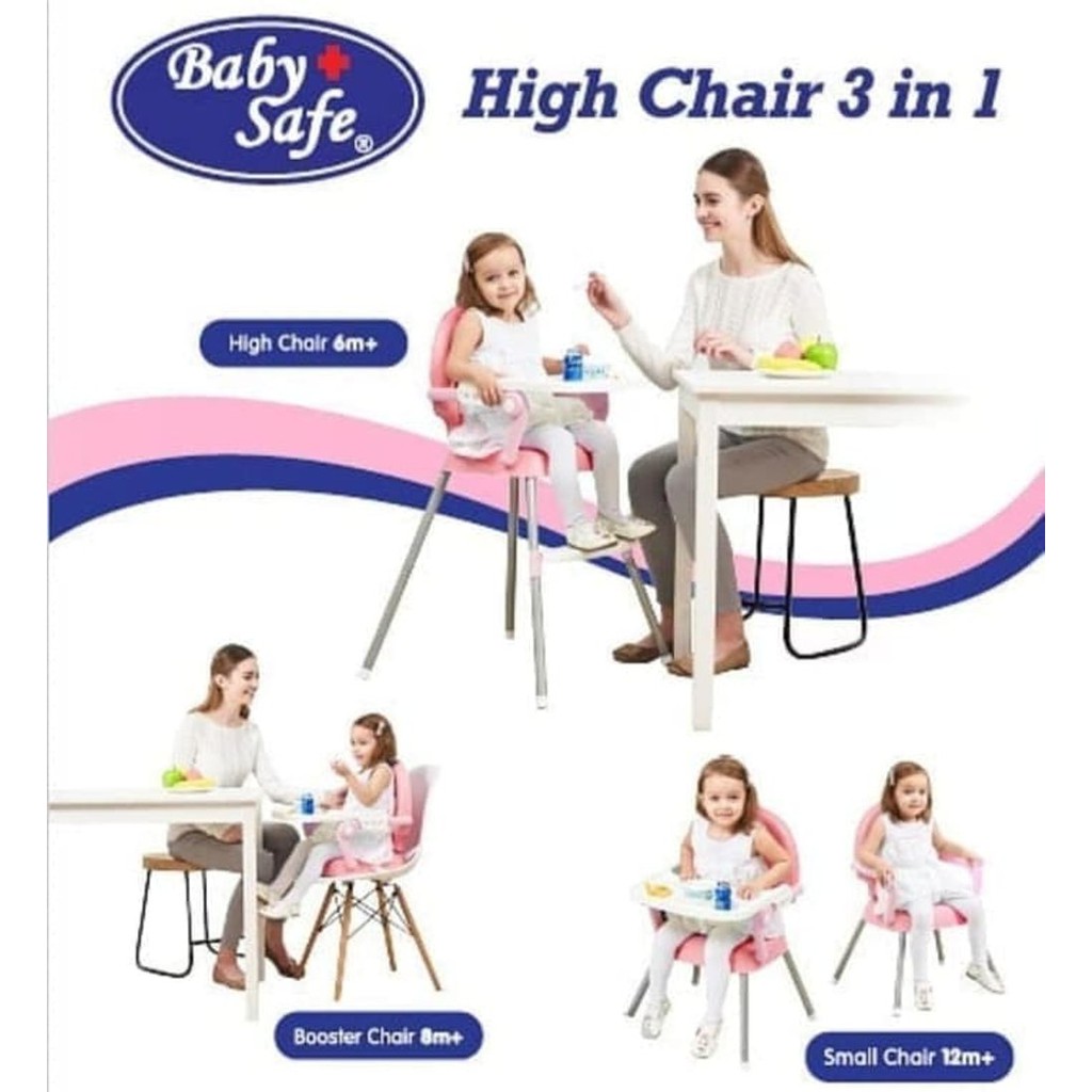 BABYSAFE High Chair 3in1 Booster Seat Kursi Makan Bayi Baby Safe HC05