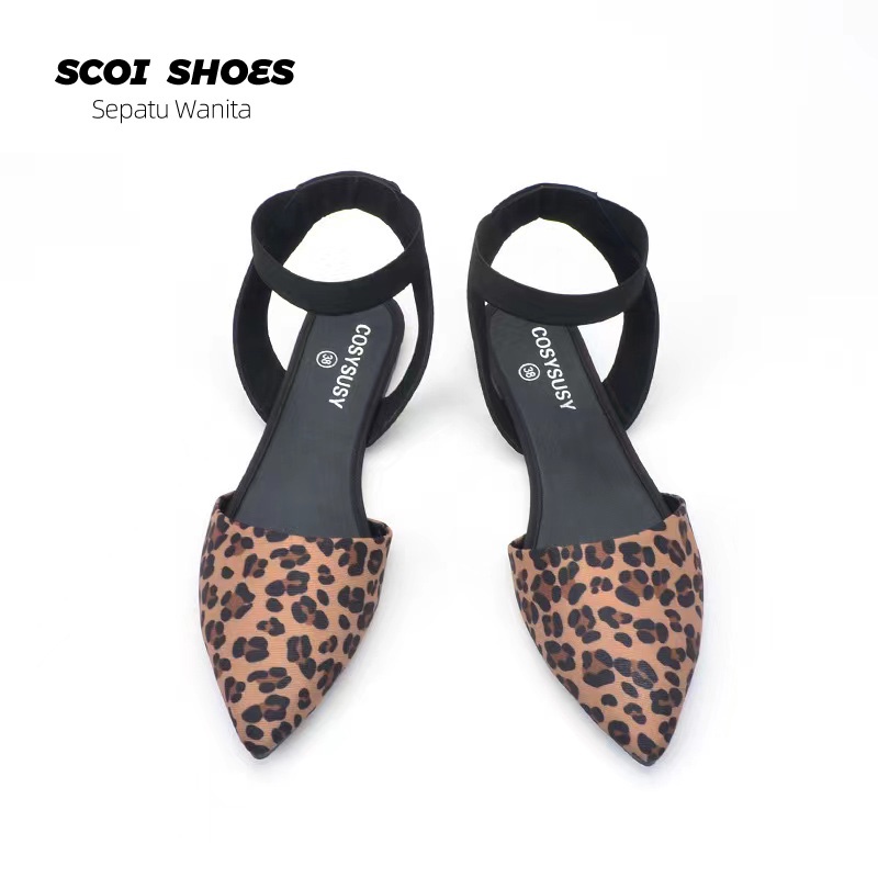 Sepatu Flatshoes Wanita Model Leopard Print Wanita Import Terbaru - Scoi